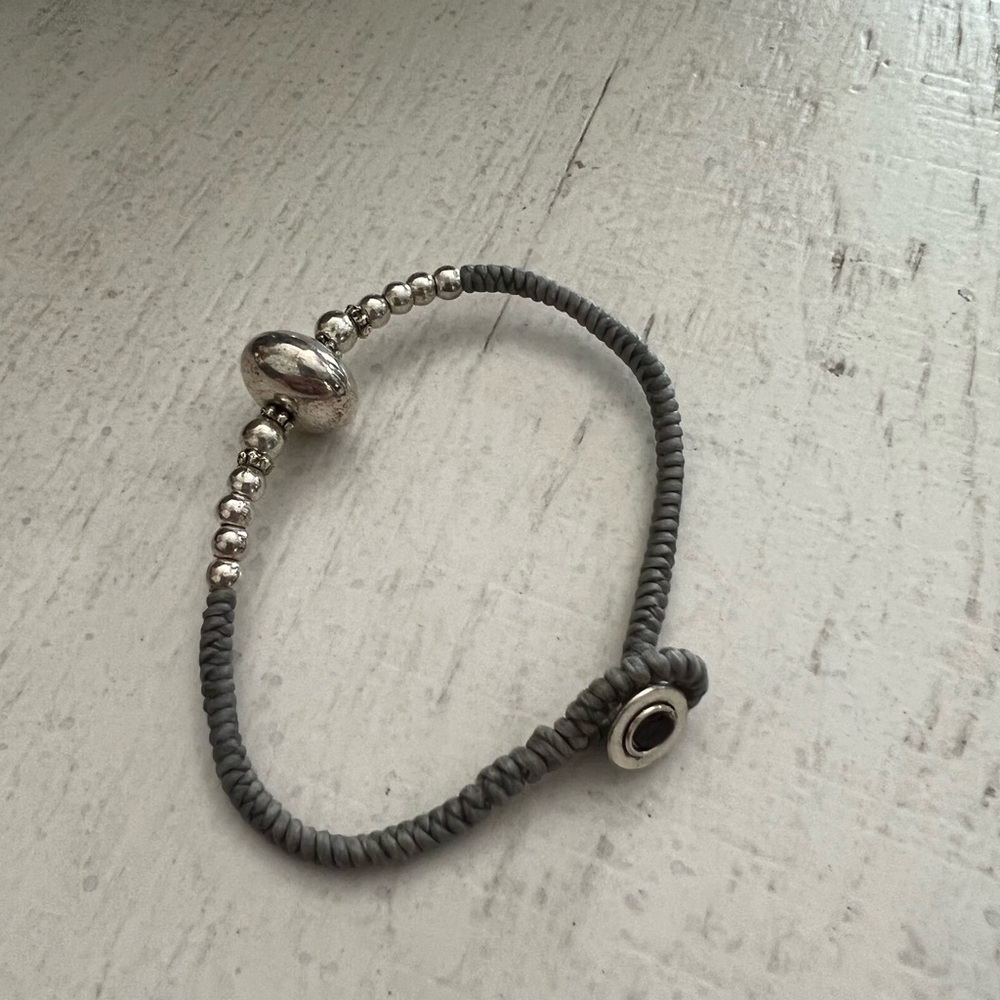 New Silver beaded gray loop bracelet made in Dublin